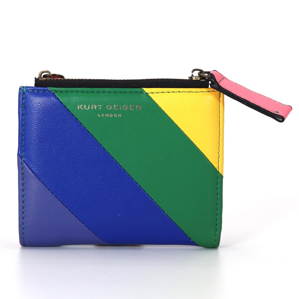 Kurt Geiger London Womens Bifold Wallet Multicolor Rainbow Stripe Leather Snap